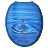 Blue Water Drop WC Toilet Seat with Lid - Durable MDF Design