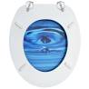 Blue Water Drop WC Toilet Seat with Lid - Durable MDF Design