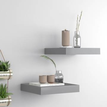 Floating Wall Shelves - Stylish Grey MDF | 2 pcs - Hipomarket