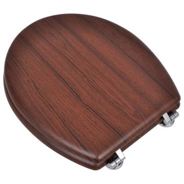 Brown MDF Toilet Seat - Simple Design & Durable Hinges