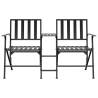 Folding 2-Seater Garden Bench - Stylish Black Steel Seating