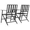 Folding 2-Seater Garden Bench - Stylish Black Steel Seating