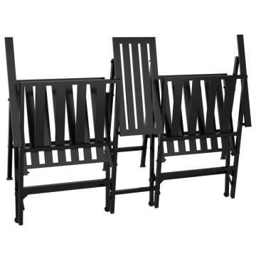 Folding 2-Seater Garden Bench - Stylish Black Steel Seating