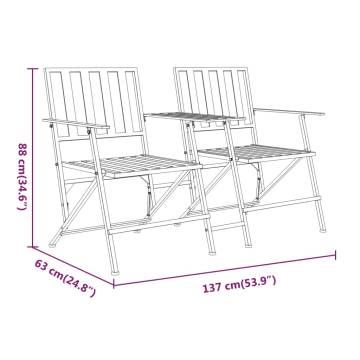 Folding 2-Seater Garden Bench - Stylish Black Steel Seating