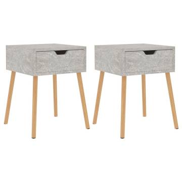 Stylish Concrete Grey Bedside Cabinets - Set of 2 | Hipomarket