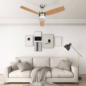 Light Brown Ceiling Fan with Remote Control - 108 cm | HipoMarket