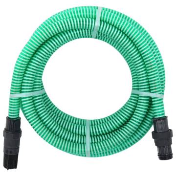 Suction Hose with PVC Connectors - 10m Green, 1" Diameter