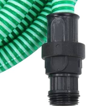 Suction Hose with PVC Connectors - 10m Green, 1" Diameter