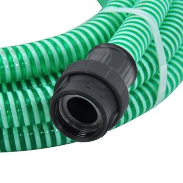 Suction Hose with PVC Connectors - 10m Green, 1" Diameter