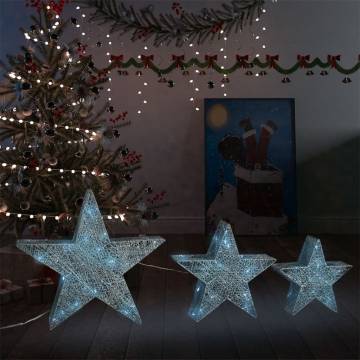 Silver Mesh LED Christmas Decoration Stars - 3 pcs Set