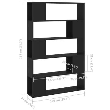 Book Cabinet Room Divider Black - 100x24x155 cm | HipoMarket