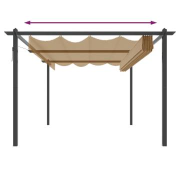 Garden Gazebo with Retractable Roof 4x3 m - Taupe