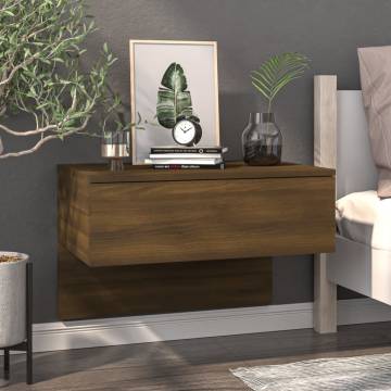 Wall-Mounted Bedside Cabinet in Brown Oak | Hipomarket