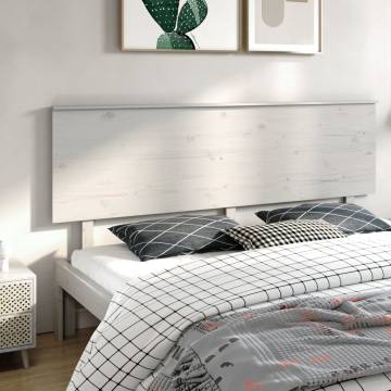 Stylish White Wooden Bed Headboard - Solid Pine 204x6x82.5 cm