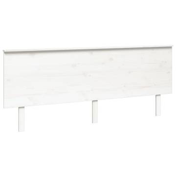 Stylish White Wooden Bed Headboard - Solid Pine 204x6x82.5 cm