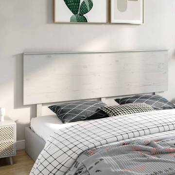 Stylish White Wooden Bed Headboard - Solid Pine 204x6x82.5 cm