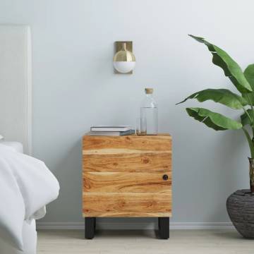 Solid Wood Acacia Bedside Cabinet - Industrial Charm