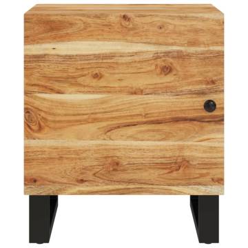 Solid Wood Acacia Bedside Cabinet - Industrial Charm