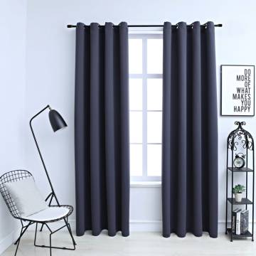 Blackout Curtains with Metal Rings - Anthracite 140x225 cm