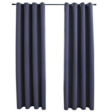 Blackout Curtains with Metal Rings - Anthracite 140x225 cm