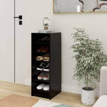 Shoe Cabinet Black | Durable Engineered Wood Storage Solution