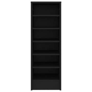 Shoe Cabinet Black | Durable Engineered Wood Storage Solution