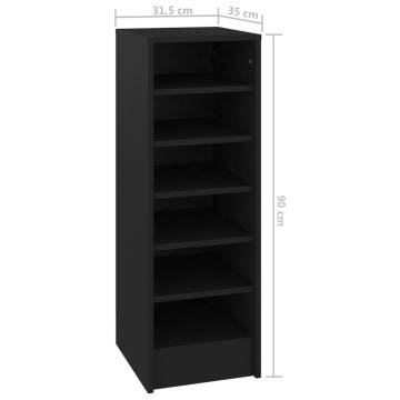 Shoe Cabinet Black | Durable Engineered Wood Storage Solution