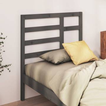 Stylish Grey Bed Headboard - Solid Wood Pine 96x4x104 cm