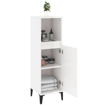 High Gloss White Bathroom Cabinet - 30x30x100 cm