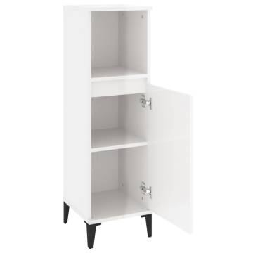 High Gloss White Bathroom Cabinet - 30x30x100 cm