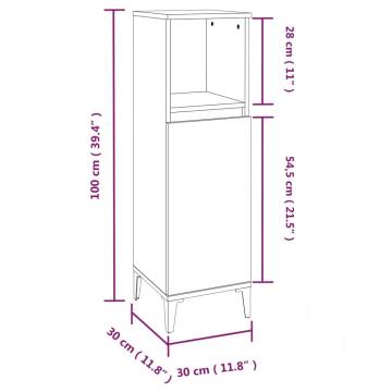 High Gloss White Bathroom Cabinet - 30x30x100 cm