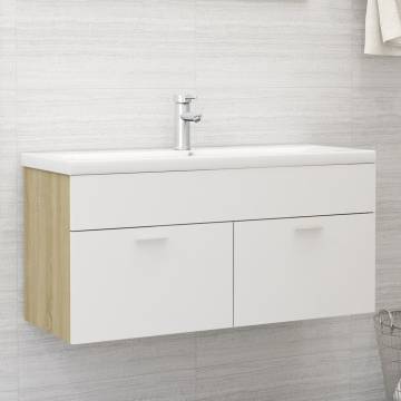 Sink Cabinet White & Sonoma Oak - Stylish Bathroom Storage