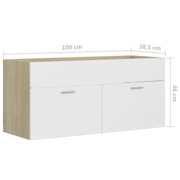 Sink Cabinet White & Sonoma Oak - Stylish Bathroom Storage