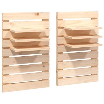 Wall-mounted Bedside Shelves 2 pcs | Solid Wood Pine - HipoMarket