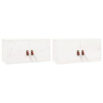 Stylish White Wall Cabinets - 2 pcs Solid Pine 60x30x30 cm