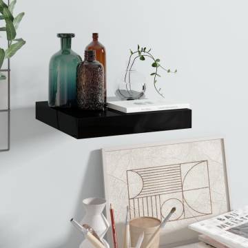 Stylish Floating Wall Shelf - High Gloss Black | HipoMarket