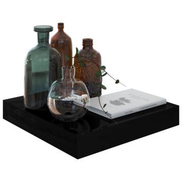 Stylish Floating Wall Shelf - High Gloss Black | HipoMarket