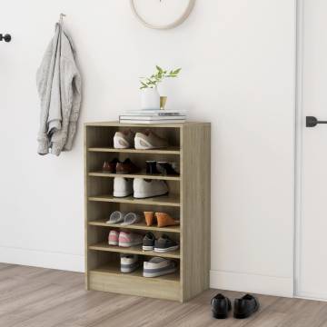 Shoe Cabinet Sonoma Oak - Modern Engineered Wood Storage