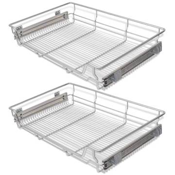 Pull-Out Wire Baskets 2 pcs Silver - Optimize Kitchen Storage