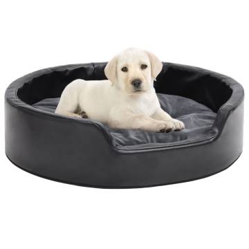 Dog Bed in Black & Dark Grey - Plush & Faux Leather | HipoMarket