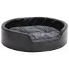 Dog Bed in Black & Dark Grey - Plush & Faux Leather | HipoMarket