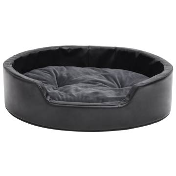 Dog Bed in Black & Dark Grey - Plush & Faux Leather | HipoMarket