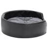 Dog Bed in Black & Dark Grey - Plush & Faux Leather | HipoMarket