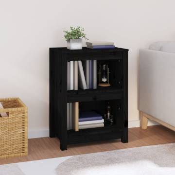 Book Cabinet Black 50x35x68 cm - Solid Wood Pine Storage