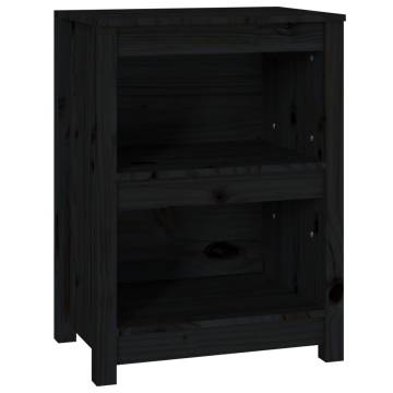 Book Cabinet Black 50x35x68 cm - Solid Wood Pine Storage