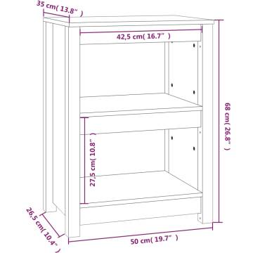 Book Cabinet Black 50x35x68 cm - Solid Wood Pine Storage