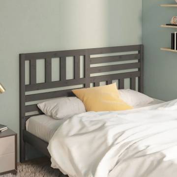 Stylish Grey Bed Headboard in Solid Pine - 126x4x100 cm