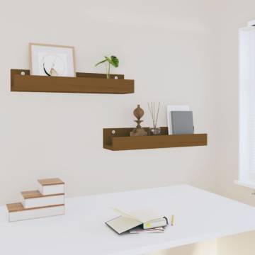 Honey Brown Wall Shelves - 2 pcs Solid Pine - 50x12x9 cm