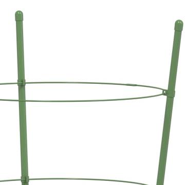 Garden Plant Supports with 3 Rings - 5 pcs Green Steel