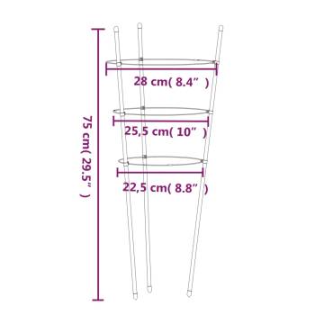 Garden Plant Supports with 3 Rings - 5 pcs Green Steel